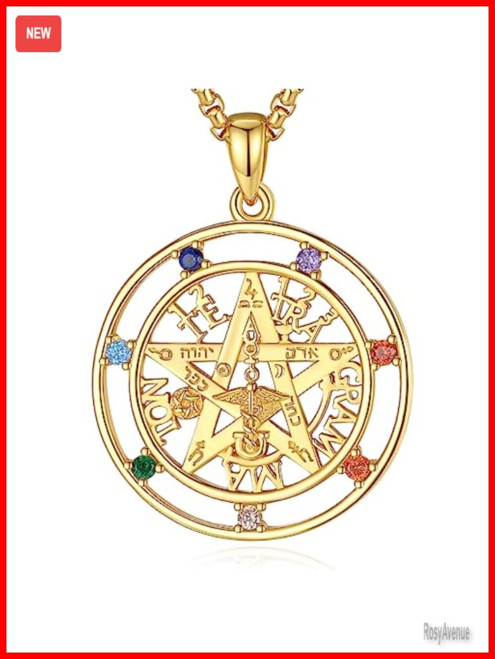 925 Sterling Silver Tetragrammaton Pentagram Pendant Necklace